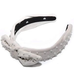 Lele Sadoughi Pearly Velvet Bow Headband in Ivory